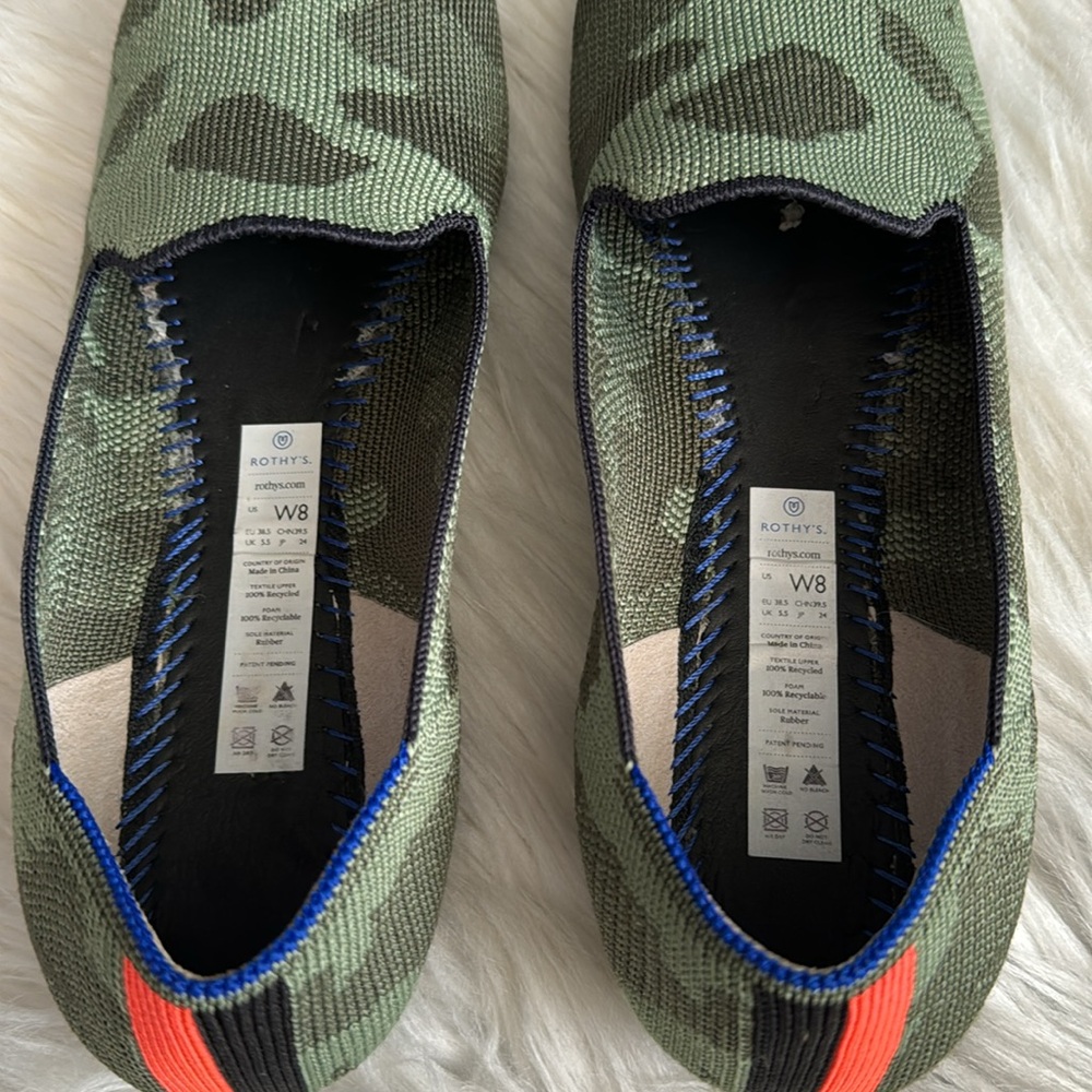 Rothy's Olive Green Camo Round Toe Loafers Size 8 - Picture 9 of 14